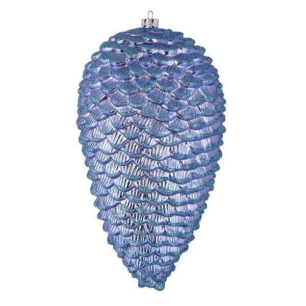 7" Periwinkle Matte Glitter Pine Cone Ornament (4 pack)