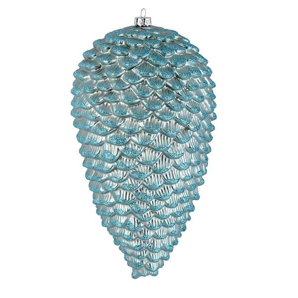 7" Baby Blue Matte Glitter Pine Cone Ornament (4 pack)