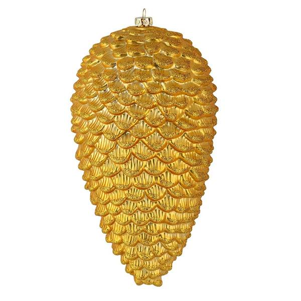 7" Honey Gold Matte Glitter Pine Cone Ornament (4 pack)