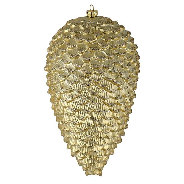 7" Champagne Matte Glitter Pine Cone Ornament (4 pack)