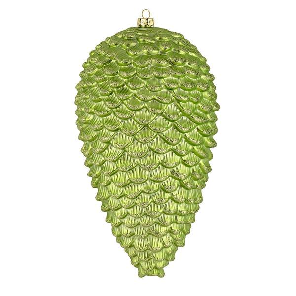 7" Celadon Matte Glitter Pine Cone Ornament (4 pack)