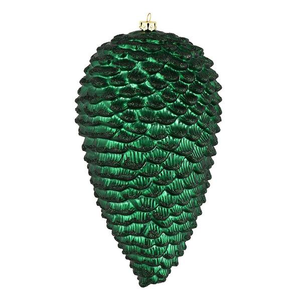 7" Midnight Green Matte Glitter Pine Cone Ornament (4 pack)