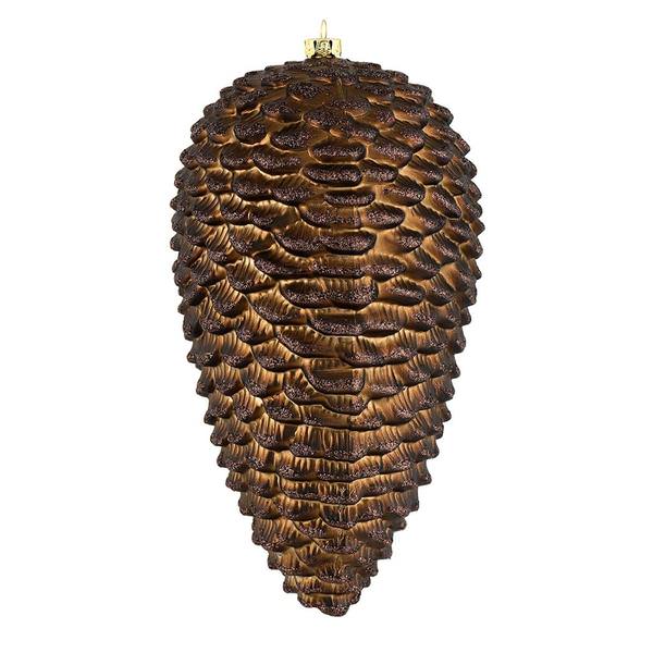 7" Chocolate Matte Glitter Pine Cone Ornament (4 pack)