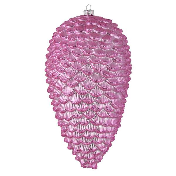 7" Pink Matte Glitter Pine Cone Ornament (4 pack)