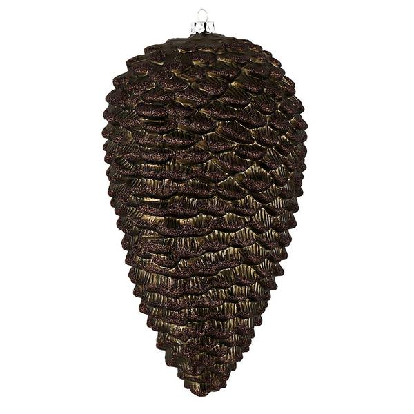 7" Gunmetal Matte Glitter Pine Cone Ornament (4 pack)