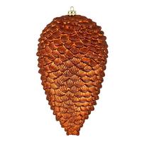 View 7" Copper Matte Glitter Pine Cone Ornament (4 pack)