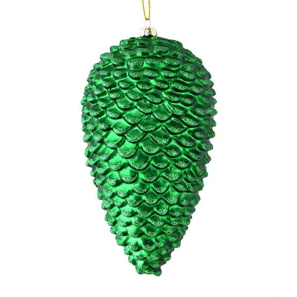 10" Green Matte Glitter Pine Cone Ornament (2 pack)