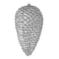 View 10" Silver Matte Glitter Pine Cone Ornament (2 pack)