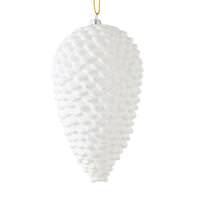 View 10" White Matte Glitter Pine Cone Ornament (2 pack)