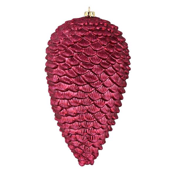 10" Berry Red Matte Glitter Pine Cone Ornament (2 pack)