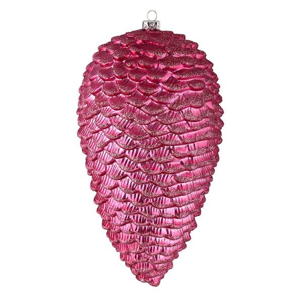 10" Mauve Matte Glitter Pine Cone Ornament (2 pack)