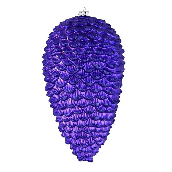 10" Purple Matte Glitter Pine Cone Ornament (2 pack)