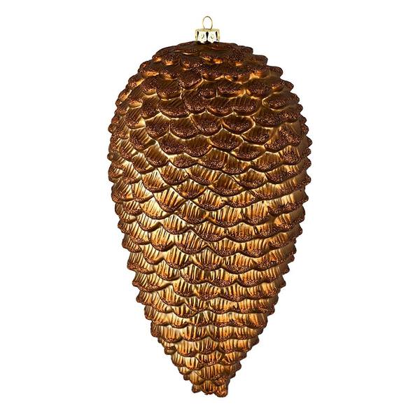 10" Mocha Matte Glitter Pine Cone Ornament (2 pack)
