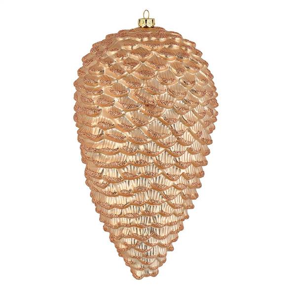 10" Cafe Latte Matte Glitter Pine Cone Ornament (2 pack)