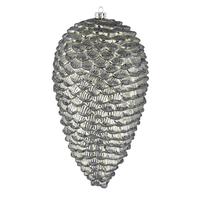 Vickerman 10" Pewter Matte Glitter Pine Cone Ornament (2 pack)