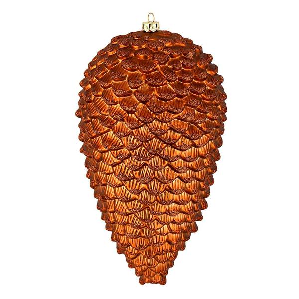 10" Copper Matte Glitter Pine Cone Ornament (2 pack)