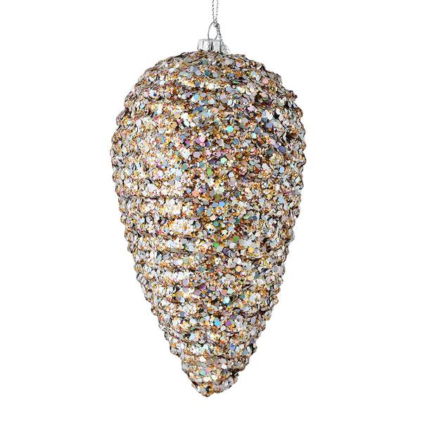 10" Multi-Colored Matte Glitter Pine Cone Ornament (2 pack)