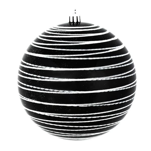 3" Black Candy Glitter Ball Ornament (6 pack)