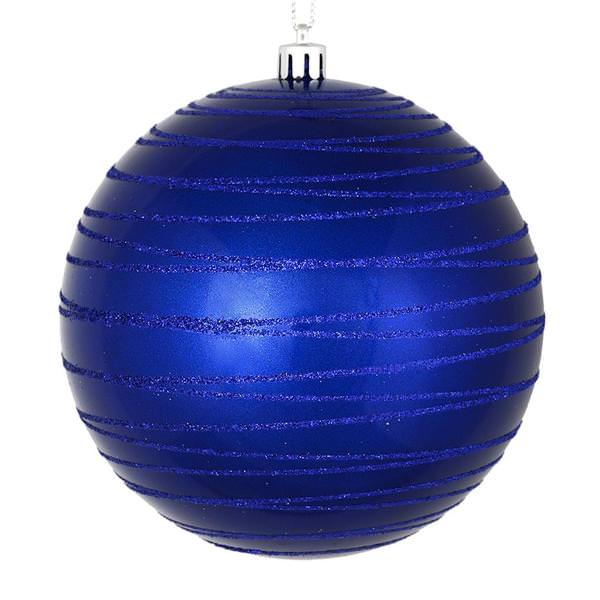 3" Cobalt Blue Candy Glitter Ball Ornament (6 pack)
