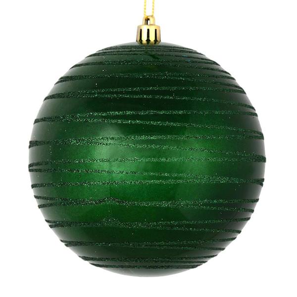 3" Emerald Candy Glitter Ball Ornament (6 pack)
