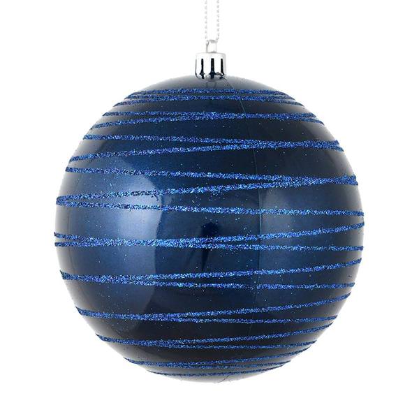 3" Midnight Blue Candy Glitter Ball Ornament (6 pack)