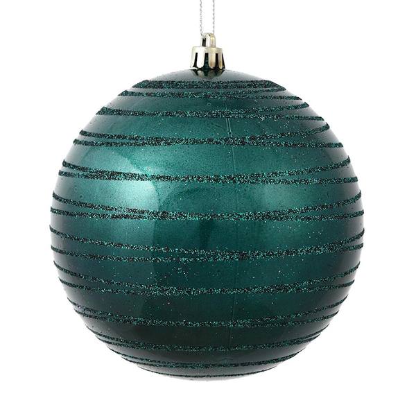 3" Sea Blue Candy Glitter Ball Ornament (6 pack)