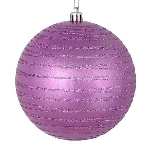3" Orchid Candy Glitter Ball Ornament (6 pack)