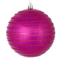 Vickerman 3" Fuchsia Candy Glitter Ball Ornament (6 pack)