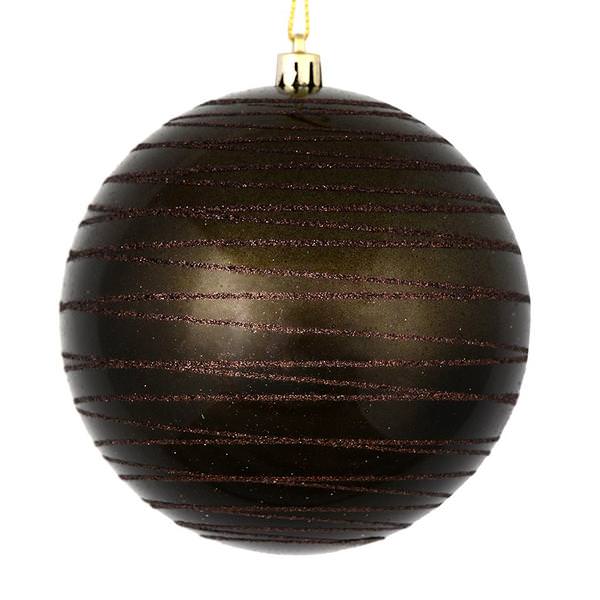 3" Gunmetal Candy Glitter Ball Ornament (6 pack)
