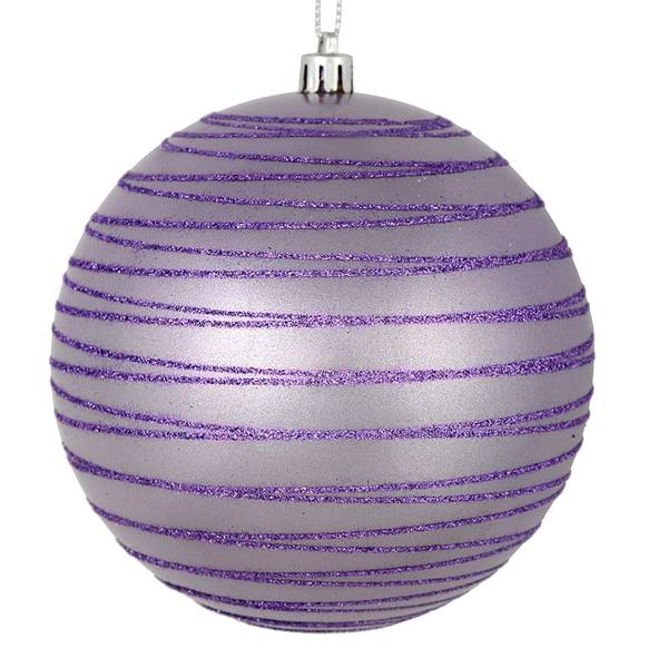 3" Lavender Candy Glitter Ball Ornament (6 pack)