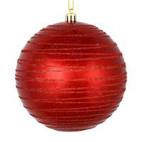 View 4" Red Candy Glitter Ball Ornament (4 pack)