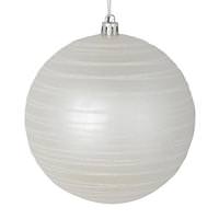 View 4" White Candy Glitter Ball Ornament (4 pack)