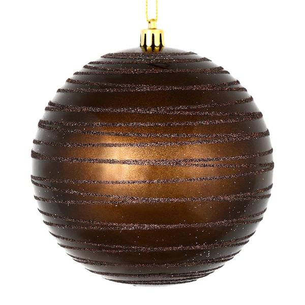 4" Chocolate Candy Glitter Ball Ornament (4 pack)