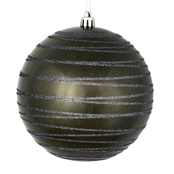 4" Pewter Candy Glitter Ball Ornament (4 pack)