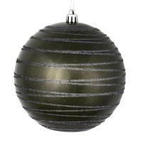 Vickerman 4" Pewter Candy Glitter Ball Ornament (4 pack)