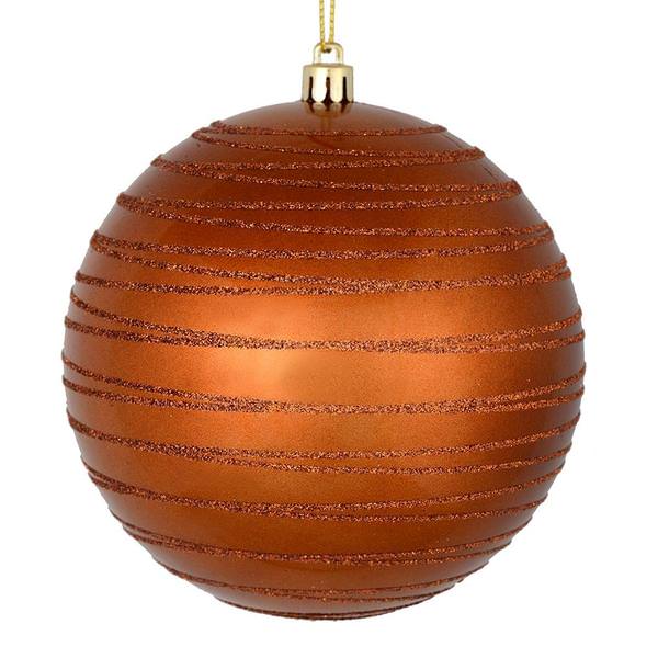 4" Copper Candy Glitter Ball Ornament (4 pack)