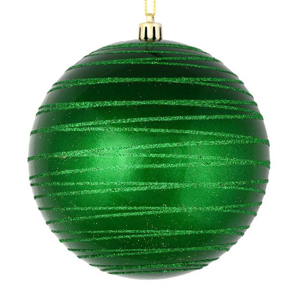 4.75" Green Candy Glitter Ball Ornament (4 pack)