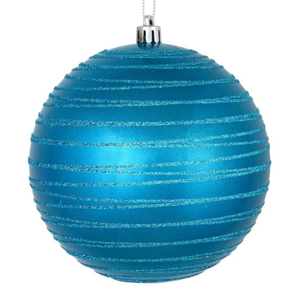 4.75" Turquoise Candy Glitter Ball Ornament (4 pack)