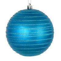 Vickerman 4.75" Turquoise Candy Glitter Ball Ornament (4 pack)