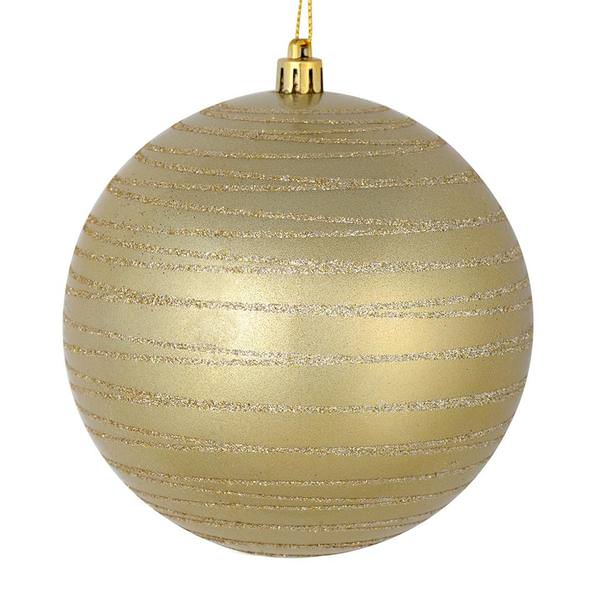 4.75" Champagne Candy Glitter Ball Ornament (4 pack)