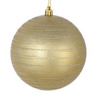 Vickerman 4.75" Champagne Candy Glitter Ball Ornament (4 pack)