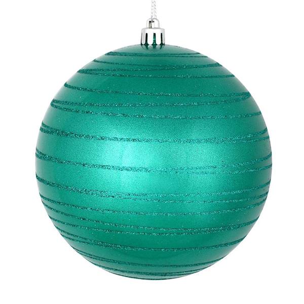4.75" Teal Candy Glitter Ball Ornament (4 pack)
