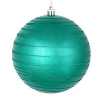 Vickerman 4.75" Teal Candy Glitter Ball Ornament (4 pack)