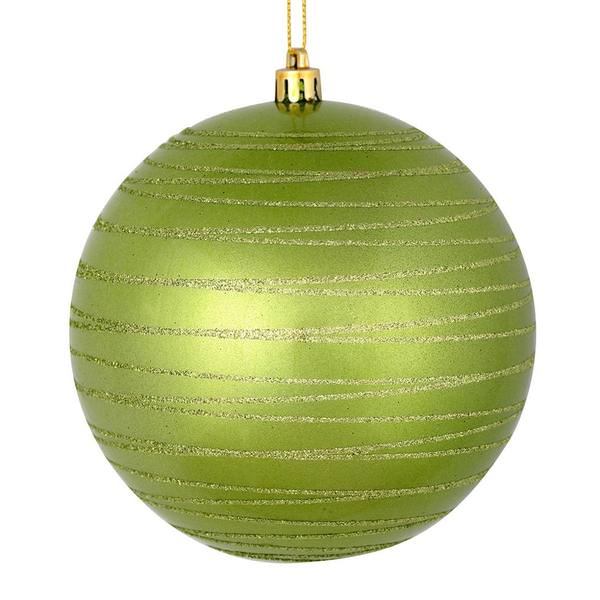 4.75" Celadon Candy Glitter Ball Ornament (4 pack)