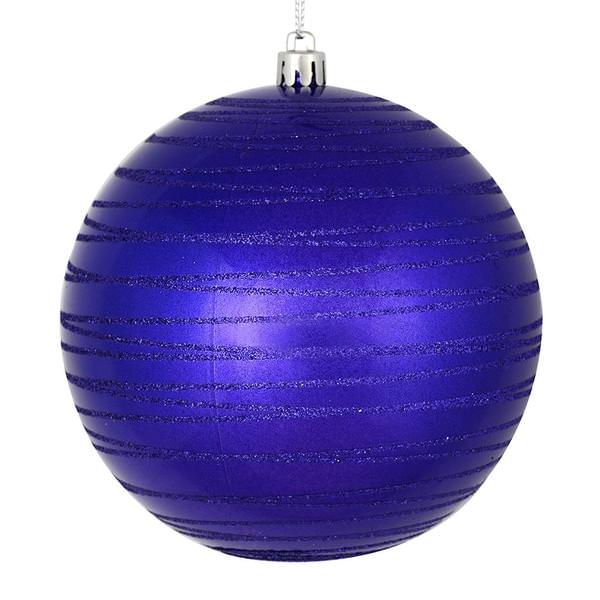 4.75" Purple Candy Glitter Ball Ornament (4 pack)