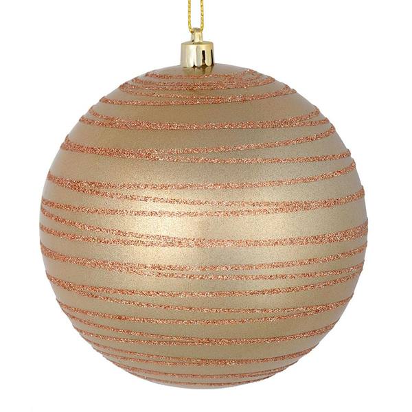 4.75" Cafe Latte Candy Glitter Ball Ornament (4 pack)