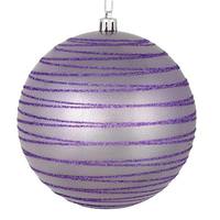 View 4.75" Lavender Candy Glitter Ball Ornament (4 pack)