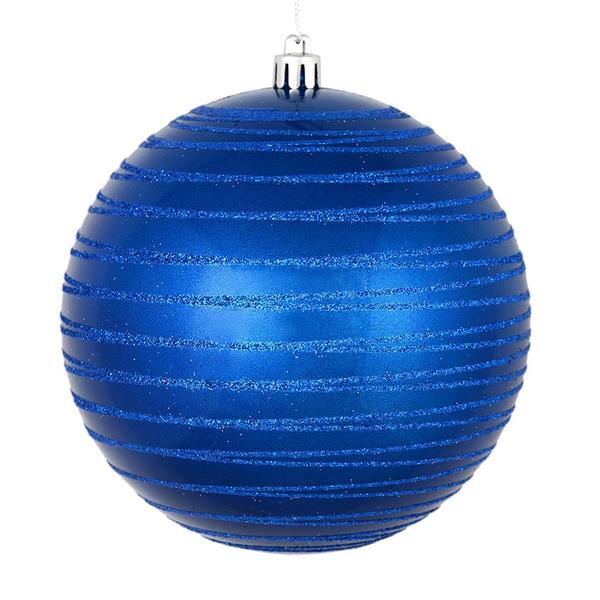 6" Blue Candy Glitter Ball Ornament (3 pack)
