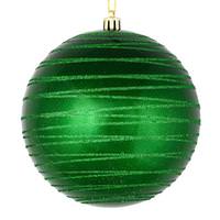 View 6" Green Candy Glitter Ball Ornament (3 pack)