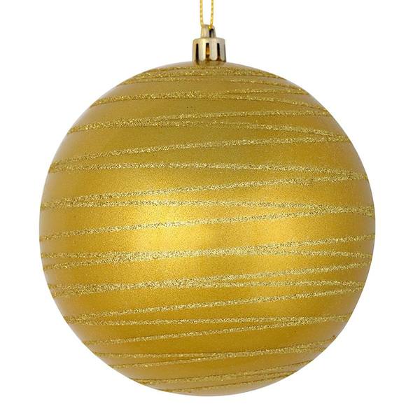 6" Gold Candy Glitter Ball Ornament (3 pack)